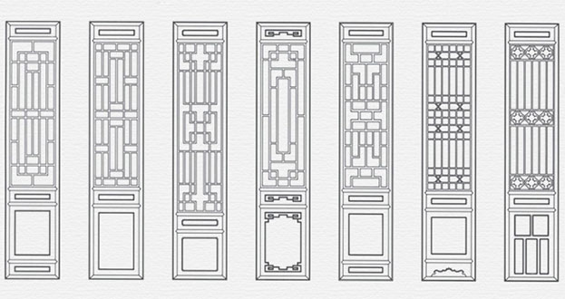 岭口镇常用中式仿古花窗图案隔断设计图